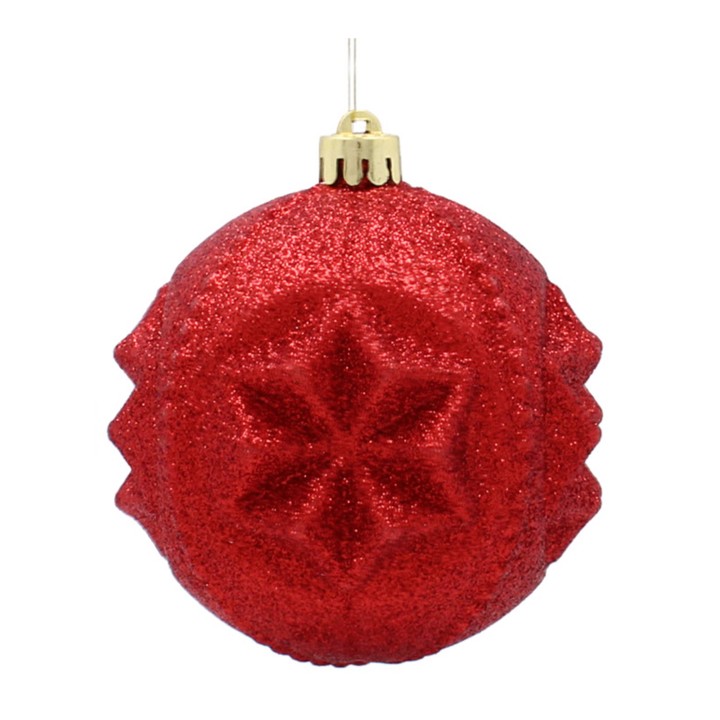 KOMPLET 4 BOMBEK NA CHOINKĘ 10 CM CZERWONE/ZŁOTE/SREBRNE